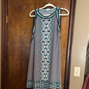 Max Studio Teal & Navy Patterned Midi Shift Dress